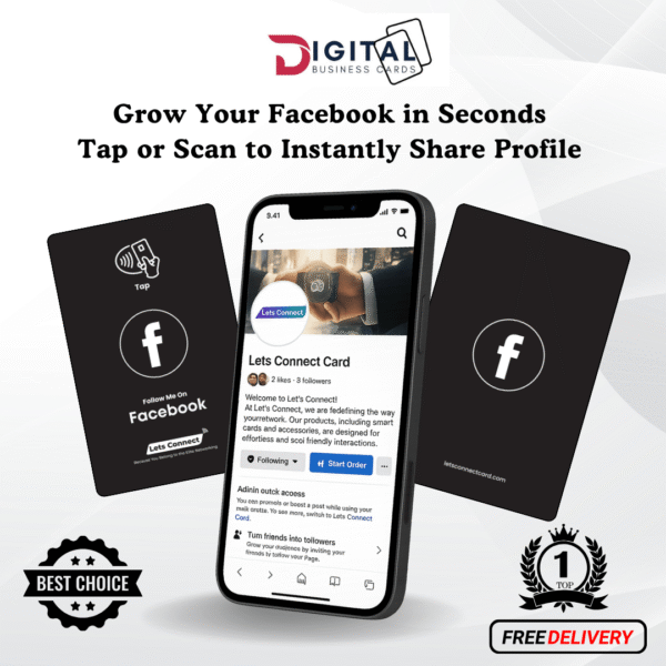 NFC Facebook Business Card-Black and White-Simple