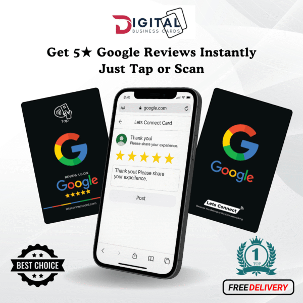 NFC Google Review Cards-Black and Titan White-Simple