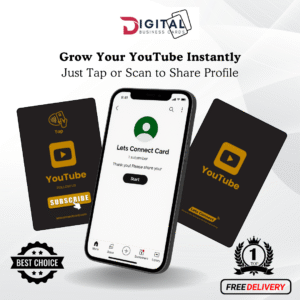 NFC Youtube Business Card-Black and Gold-Simple