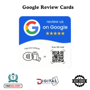 Google Review Cards with NFC + QR - White and Blue