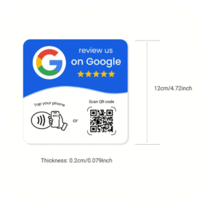 Google Review NFC Card with QR Code – Collect 5-Star Feedback Easily - White and Blue