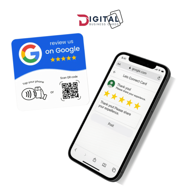 NFC & QR Google Review Plaque - Whit and Blue