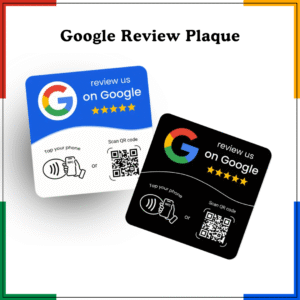 Review Us on Google – NFC & QR Code Display Plaque - Blue and Black