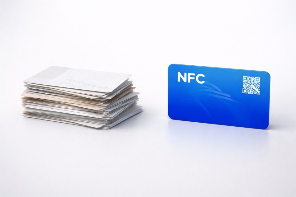 Comparison between paper cards and modern NFC business cards