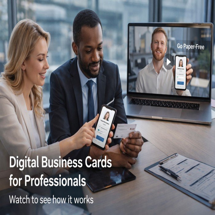 digital business card for professional sharing with client.